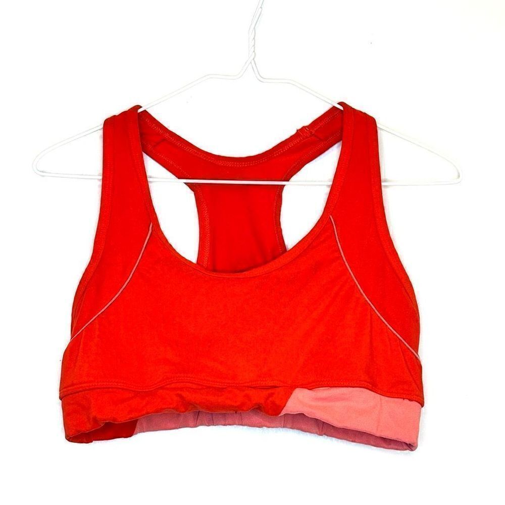 Bally Total Fitness Workout Scoop Neck Racerback Orange Sports Bra Large